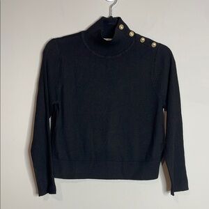 L’Agence | Women’s Black Sweater with Gold Button Detail Size Large